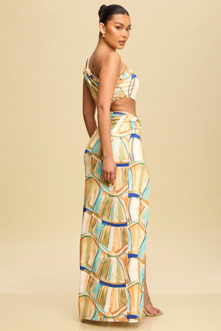 The Mykonos Maxi Dress Cream Print