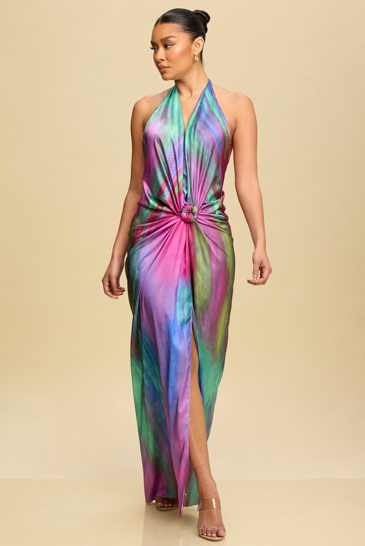 colourful satin dress Mix color Sequins and Satin Dress M