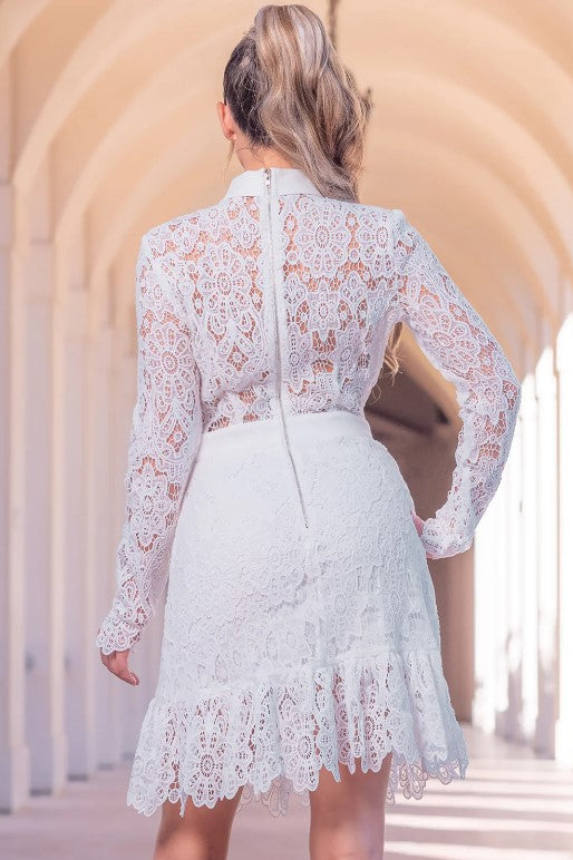 Alice Long Sleeve Lace Dress White