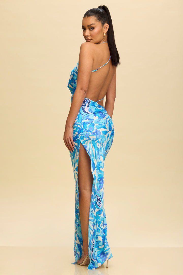 Ocean Blue Open Back Maxi Dress