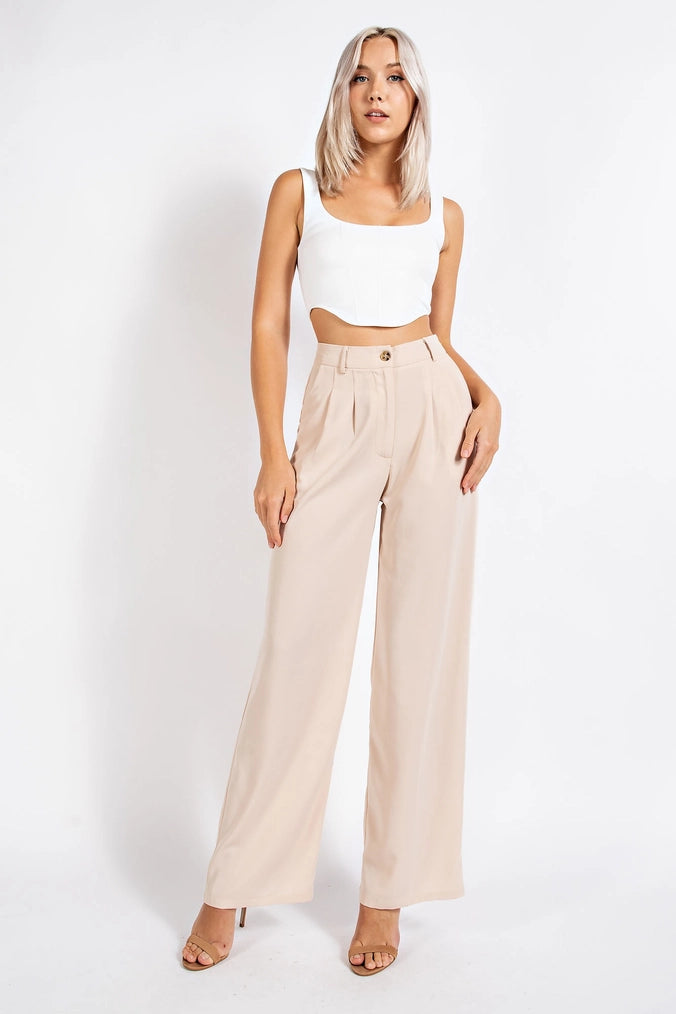 Basics High Waisted Pants Camel
