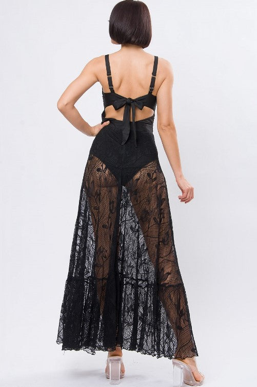 Ibiza Crochet Beach Maxi Dress Black