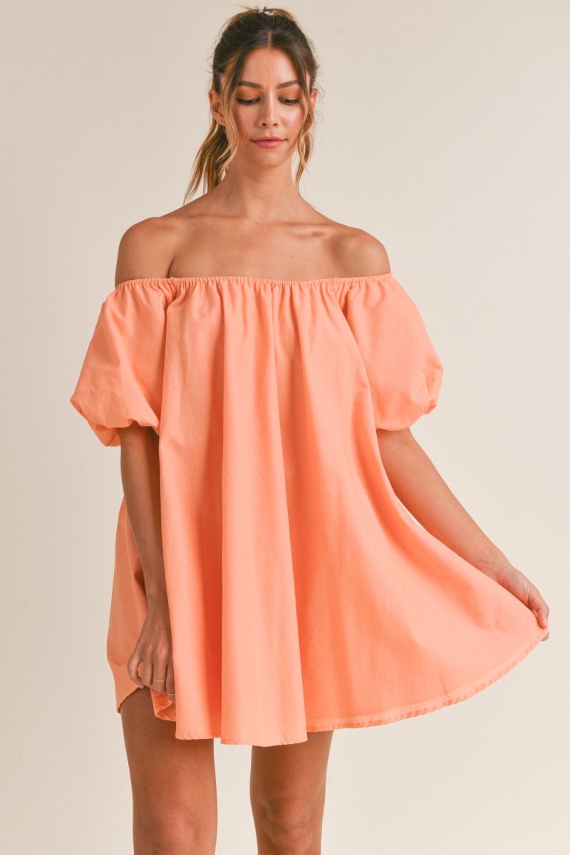 Off Shoulder Puff Mini Dress Her Style Exclusive Off Shoulder Puff Mini Dress Her Style Exclusive