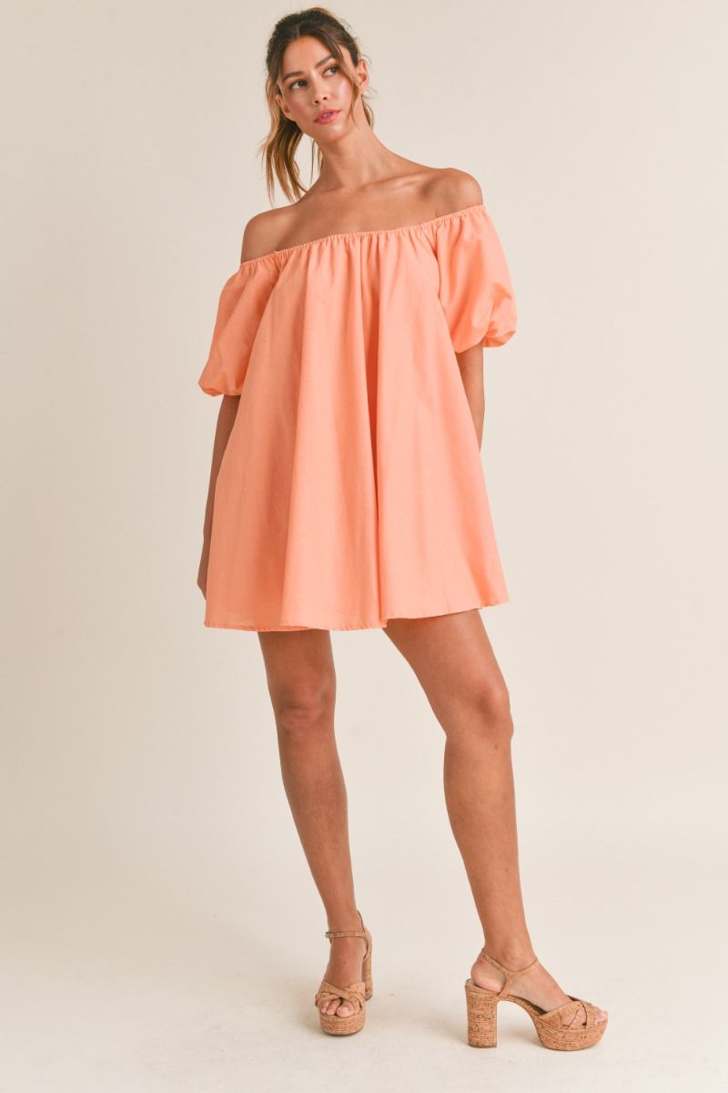 Off Shoulder Puff Mini Dress
