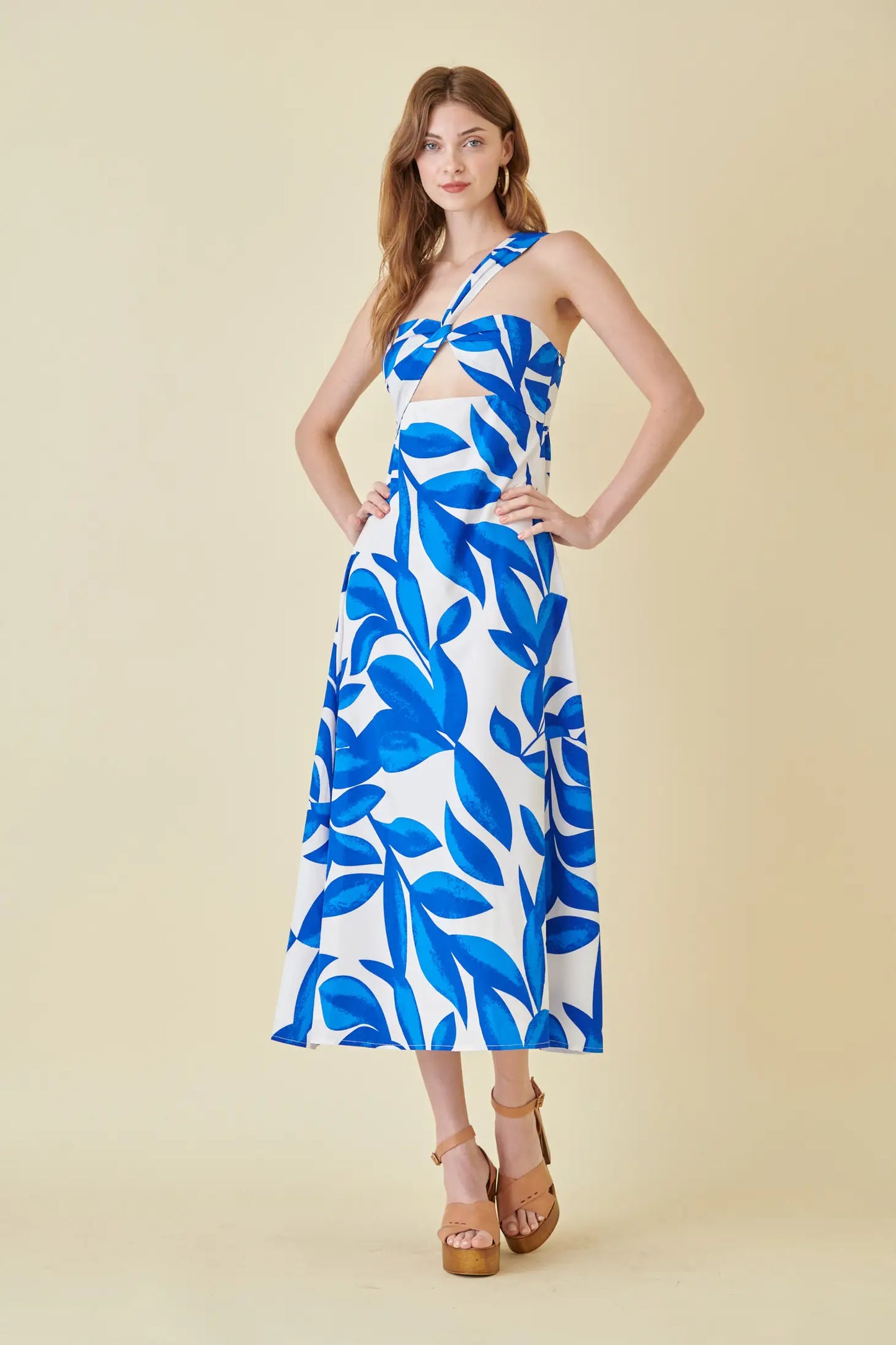 Blue Skies Tropical Midi Dress