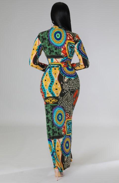 Julia Long Sleeve Print Maxi Dress
