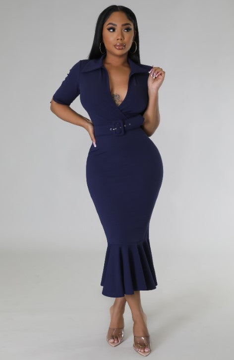 Boss Babe Midi Navy Dress
