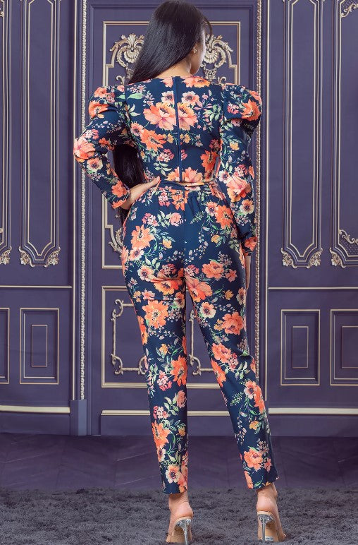 Pants Set Dark Floral