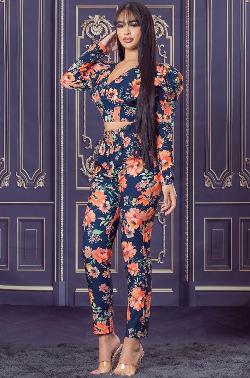 Pants Set Dark Floral