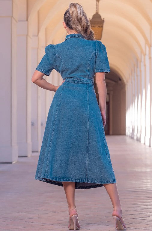 Flying Solo Denim Midi Dress