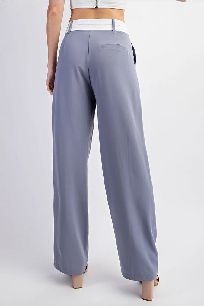 Basics Waistband Contrast Pants Grey