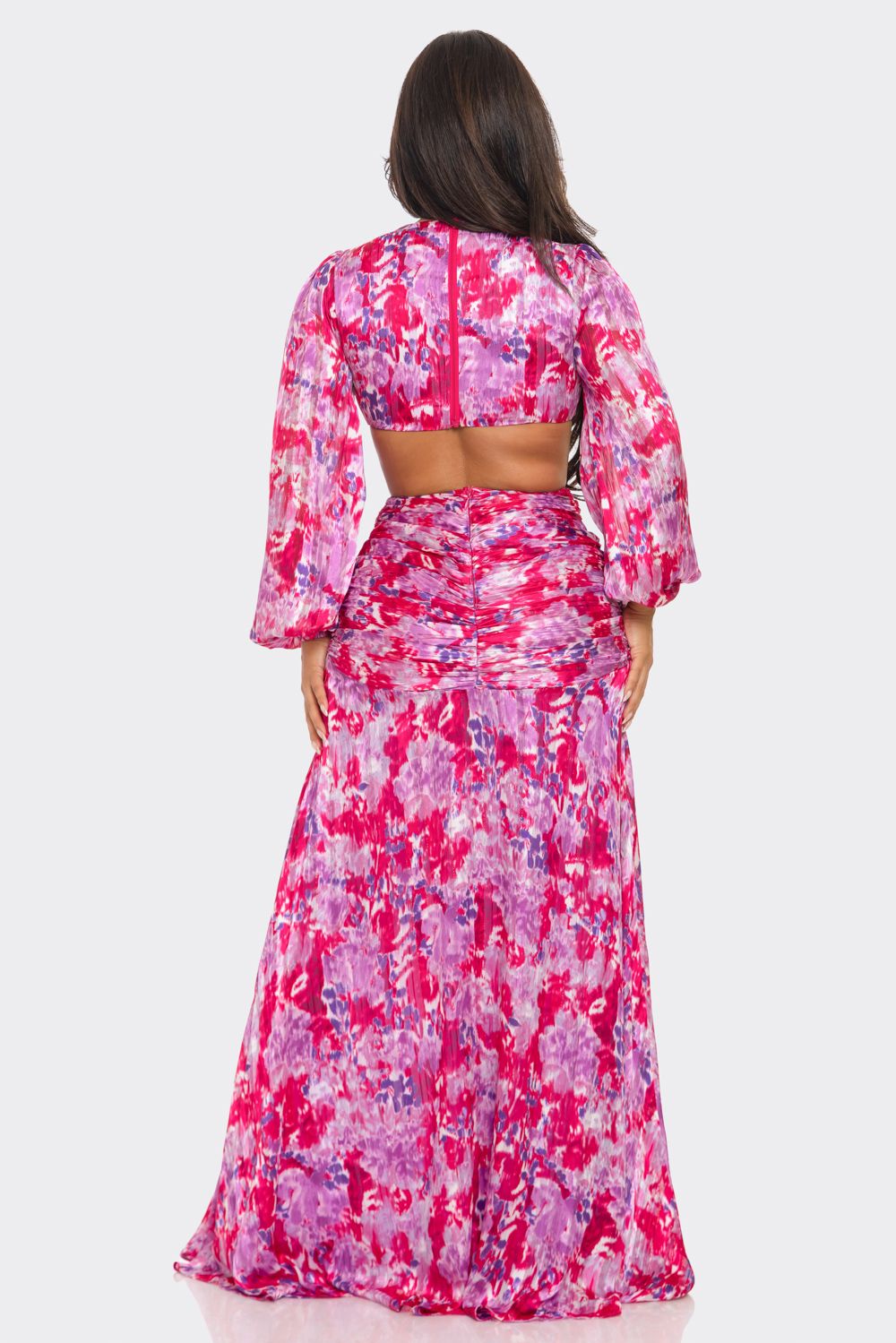 Vida Long Sleeve Resort Dress Red Lavender