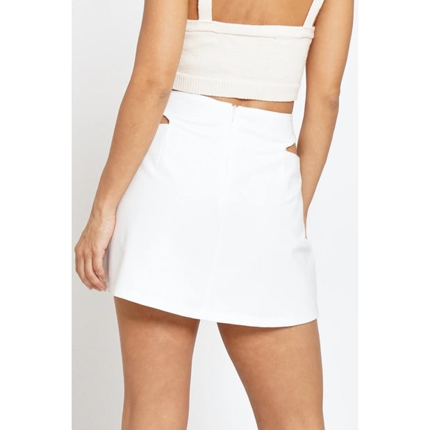 Cut Out Mini Skirt White