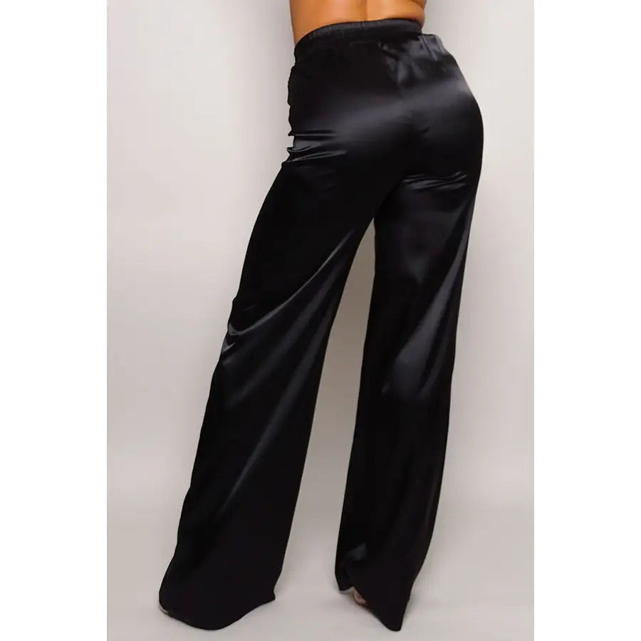 Miami Black Satin Palazzo Pants