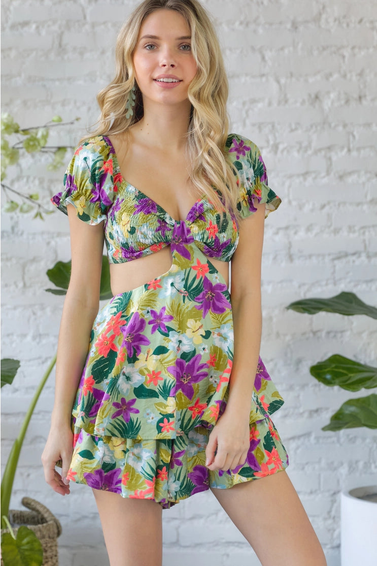 Elsie Floral Cut Out Romper