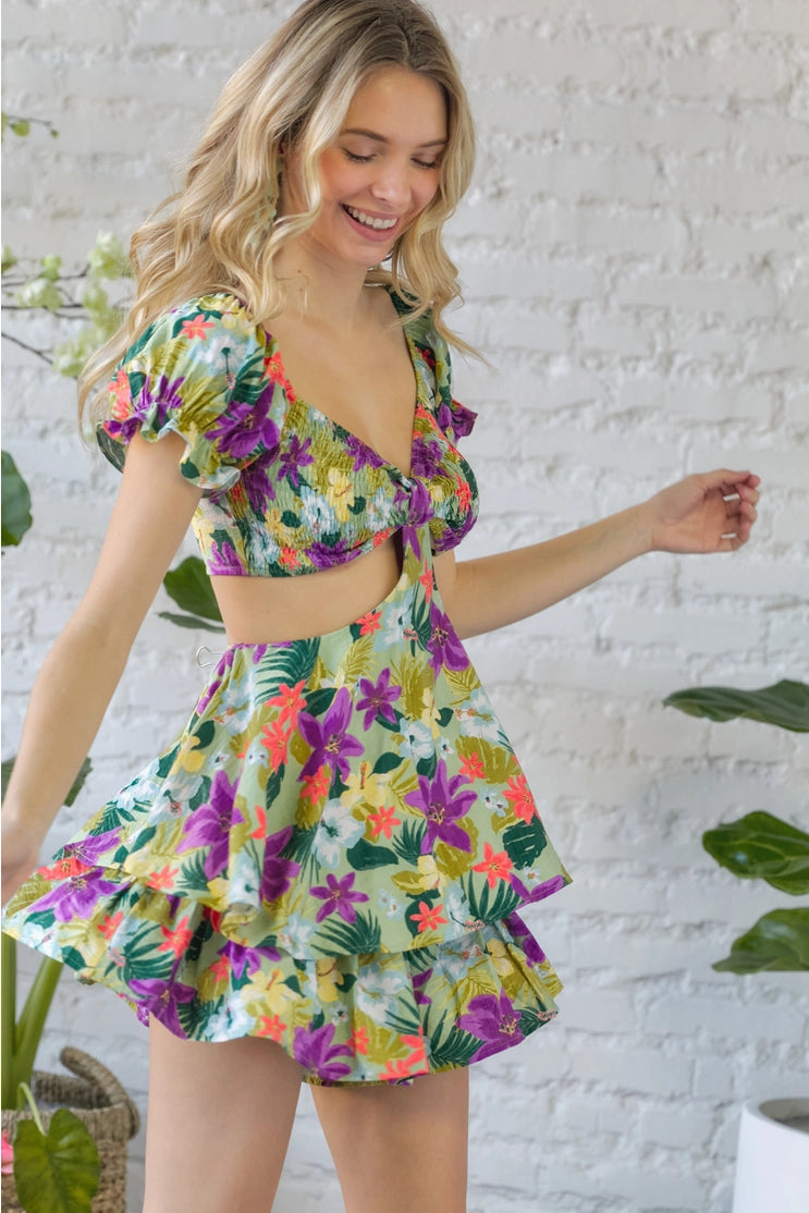 Elsie Floral Cut Out Romper