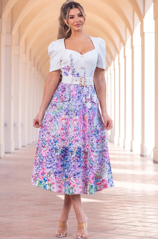 Royal Invitation Midi Belted Dress