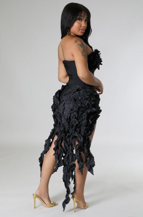 Look At Me Bandage Ruffle Mini Dress Black