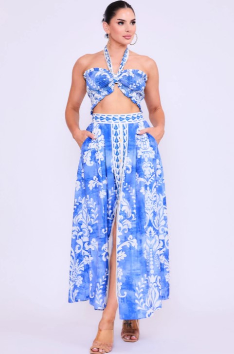 Tropical Blues Skirt Set
