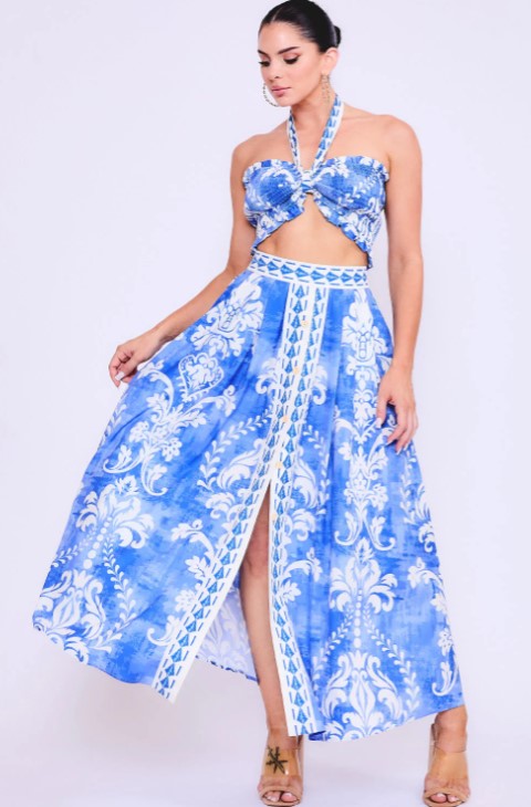 Tropical Blues Skirt Set