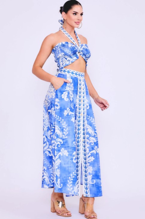 Tropical Blues Skirt Set