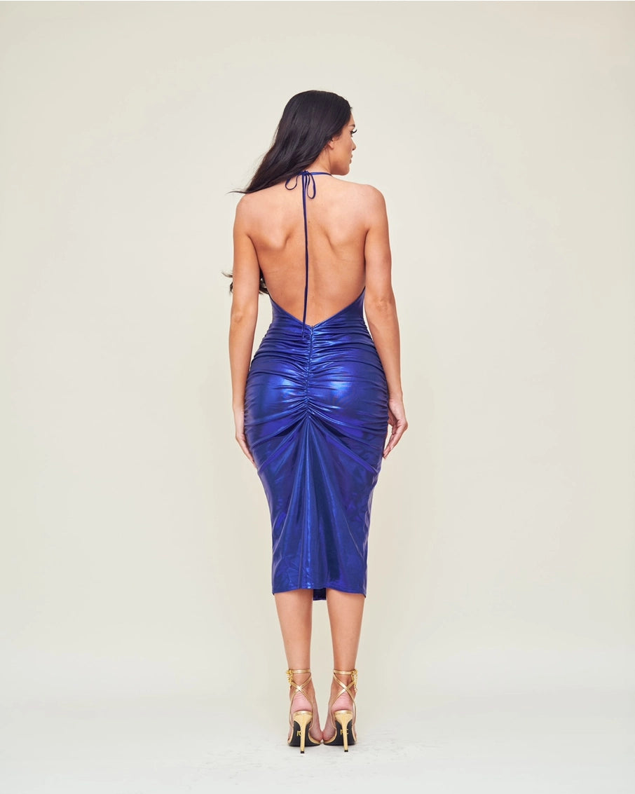 Under The Sea Blue Metallic Dress