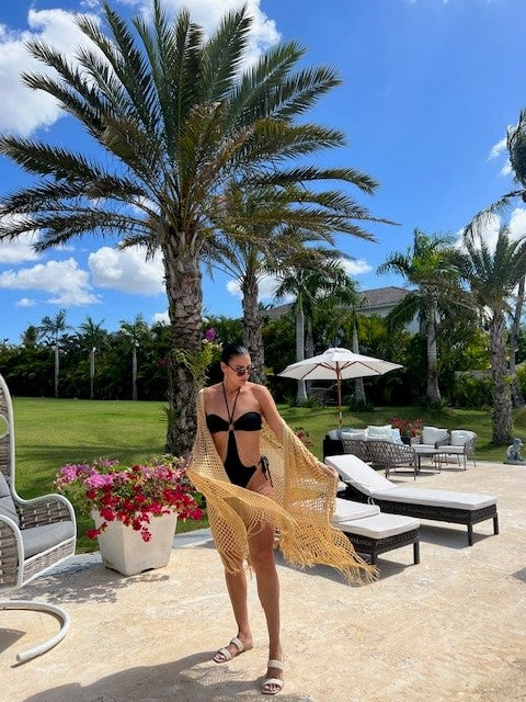 Gold Kimono Fringe Cover Up
