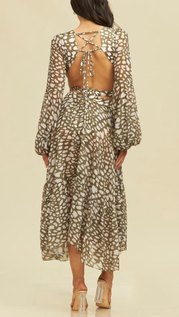 Midi Flowy Cut Out Dress Cream