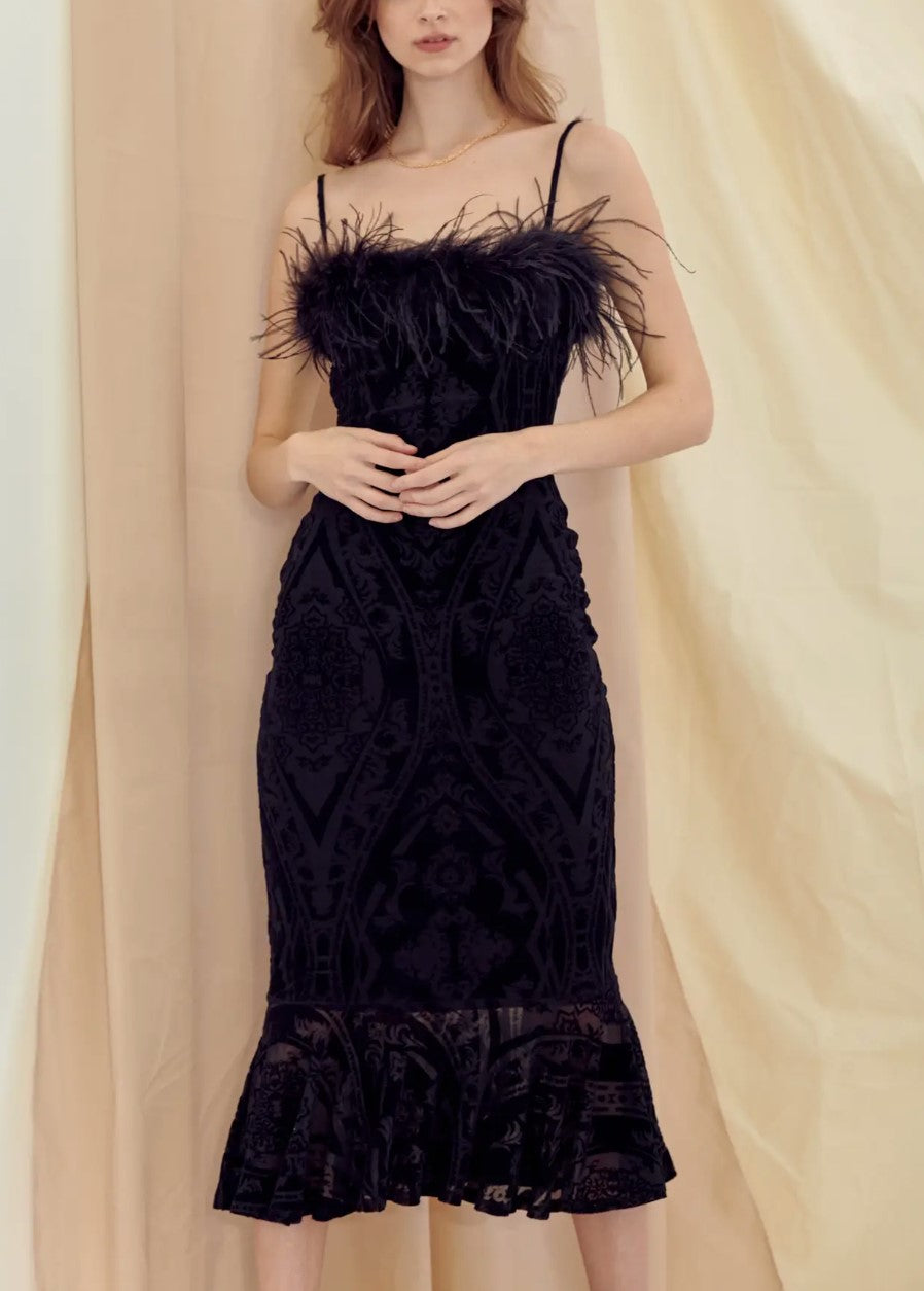 midi dress with feather trim Buy Sosandar Black Feather Trim Midi Dress from Next USA