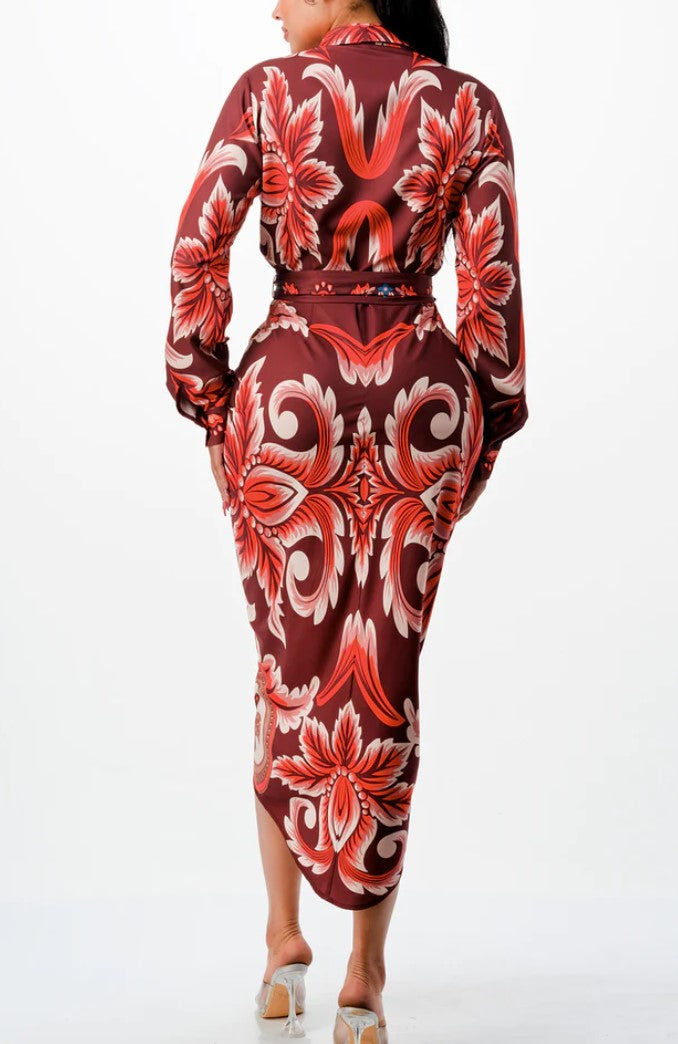 Ruched Button Down Midi Dress