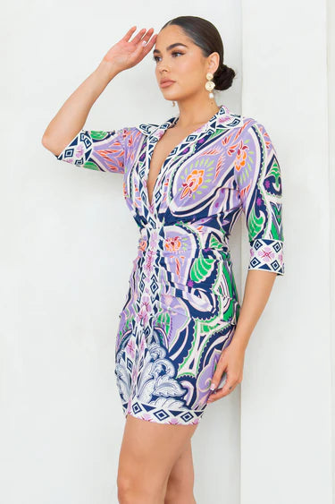Ruched Mini Dress Violet