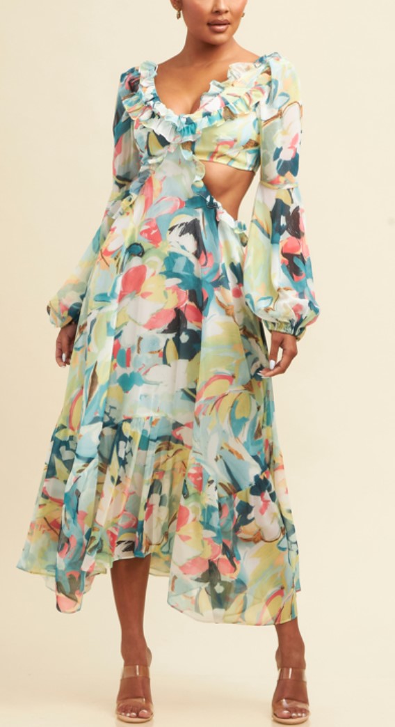 Ruffled Midi Vacation Dress