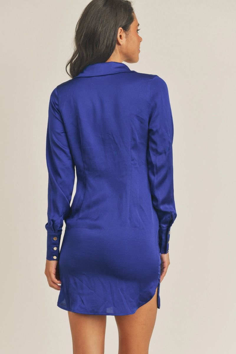 Waist Tie Satin Mini Dress