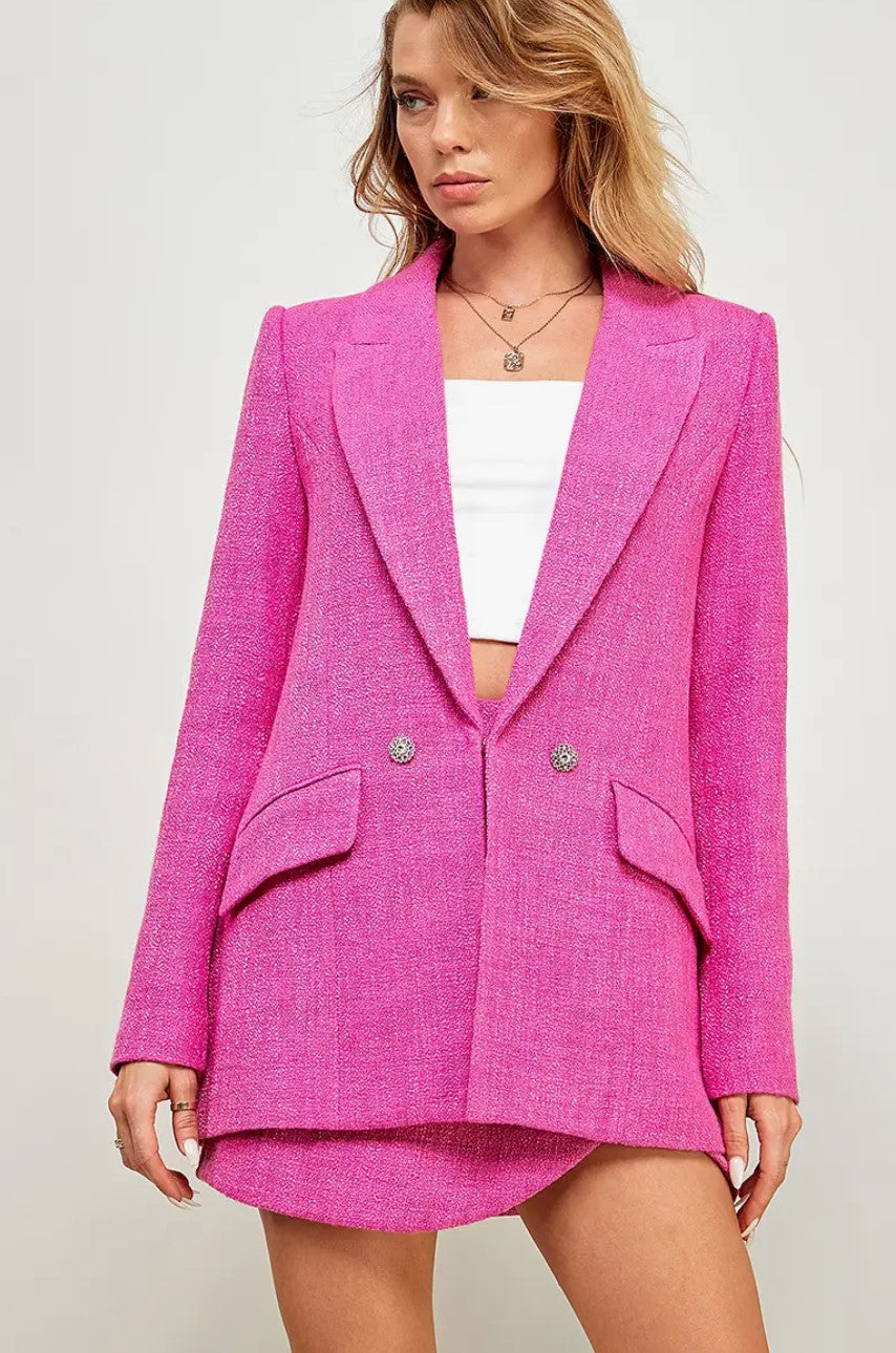 Like A Star Skirt And Blazer Set Pink