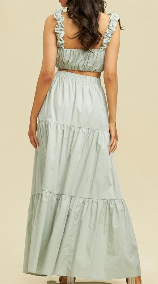 Maxi Skirt Set In Sage