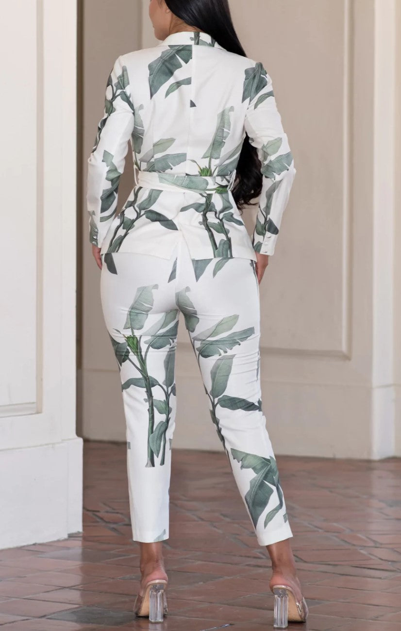 Power Suit Pants Set Tropical Print