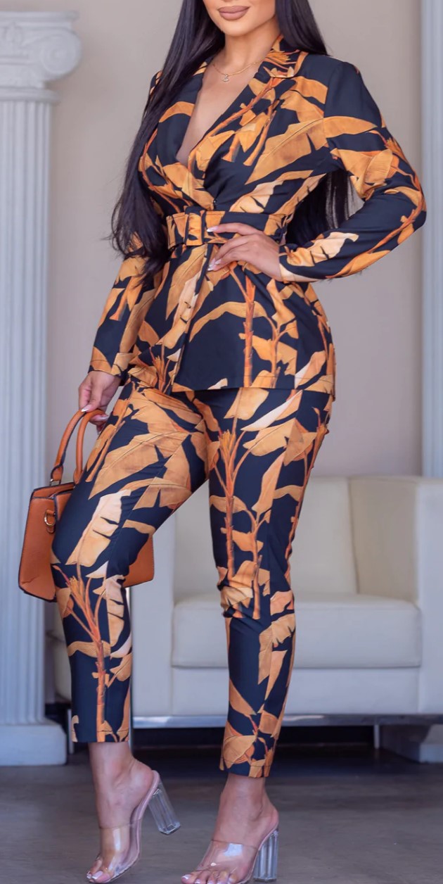 Power Business Suit Black Print