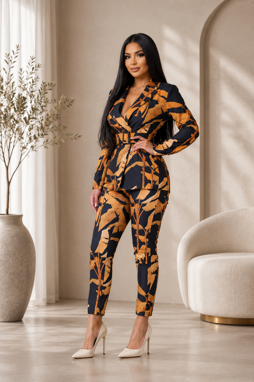 Power Business Suit Black Print