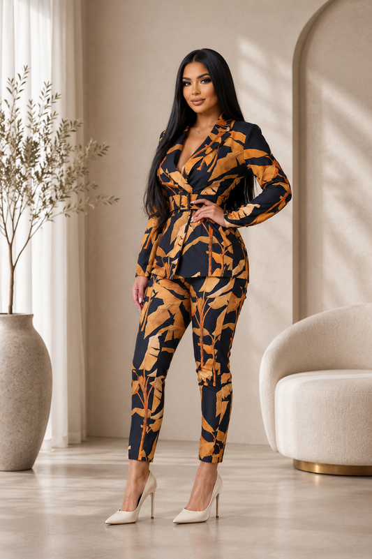 Power Business Suit Black Print