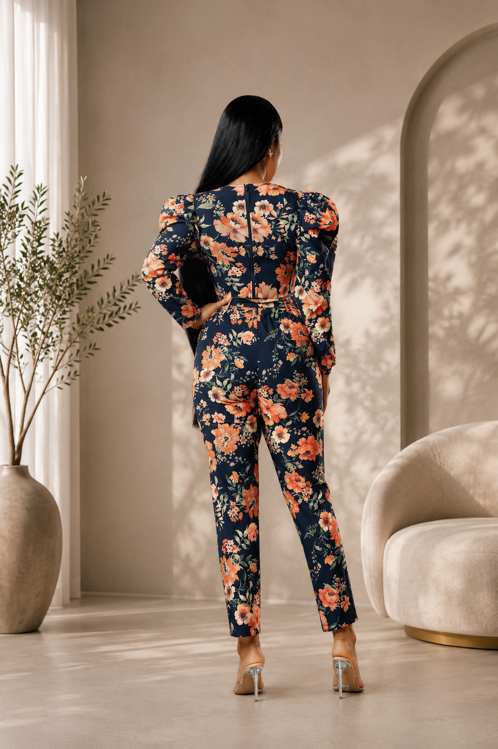 Pants Set Dark Floral
