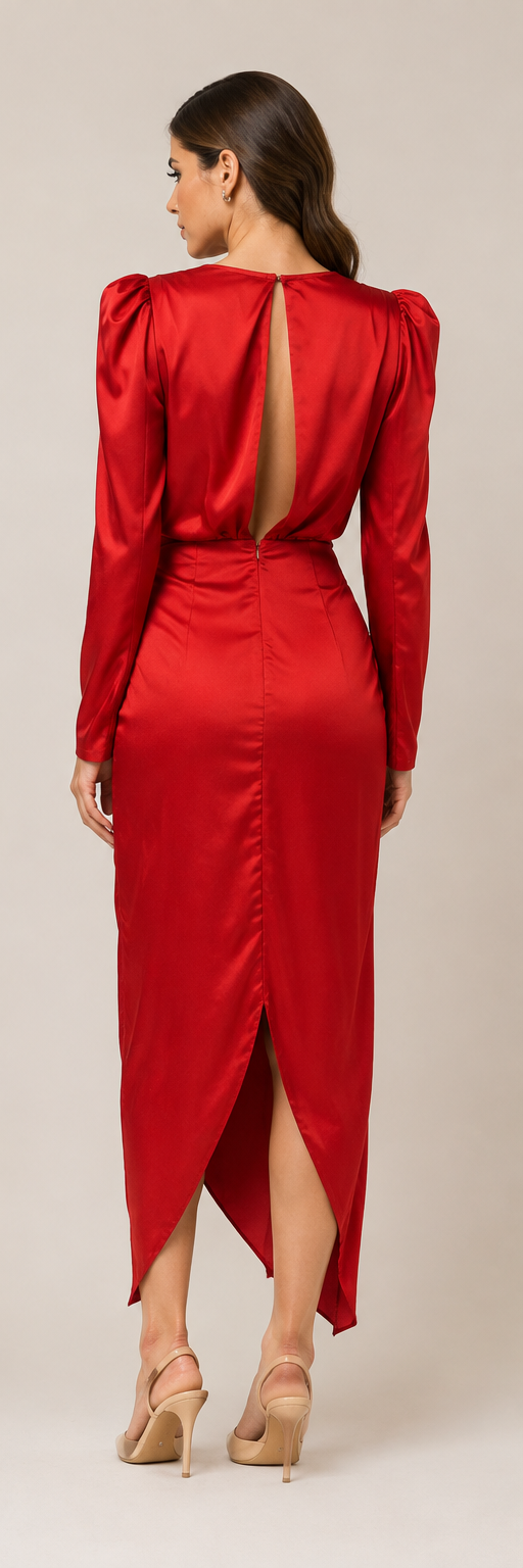 Elegance Low Neckline Red Cocktail Dress