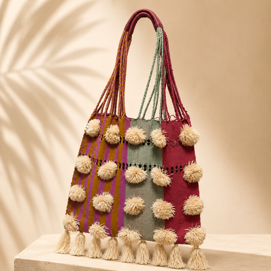 Handmade Pom Pom Tote