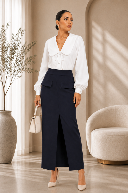 Maxi High Waist Skirt Navy