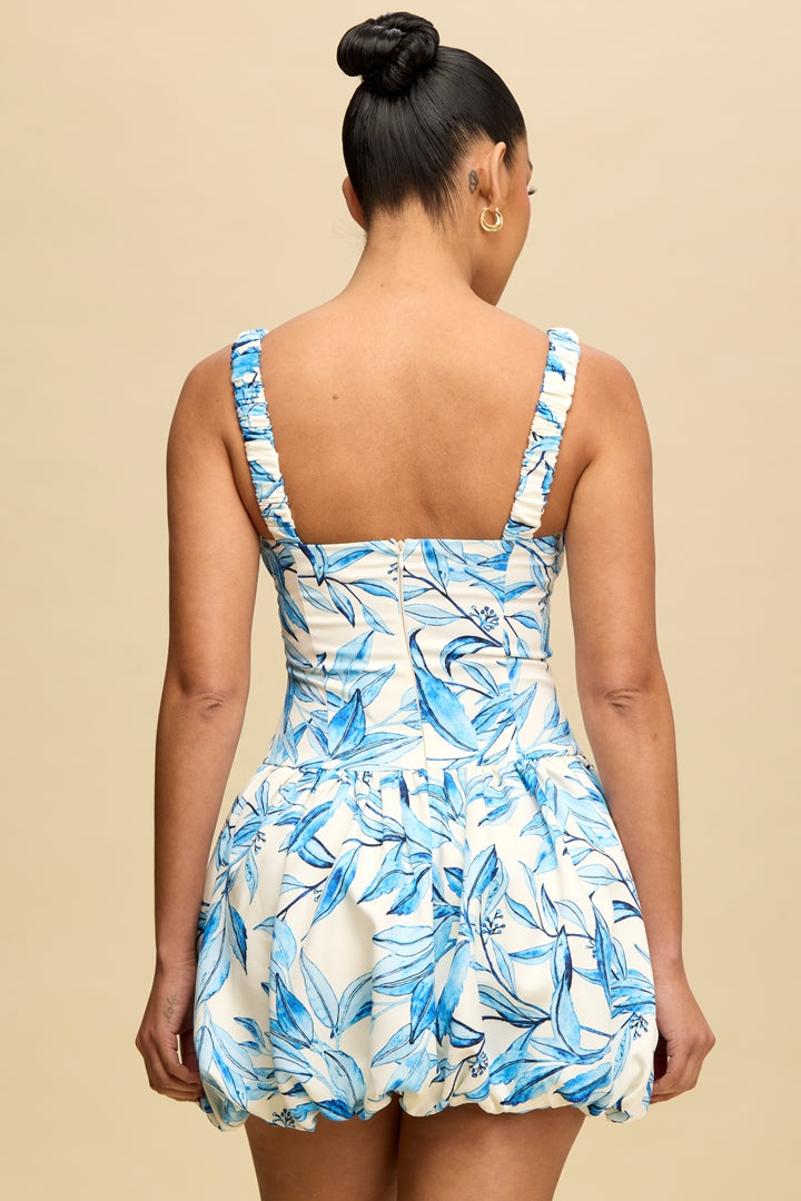 Bubble Mini Dress Blue Print