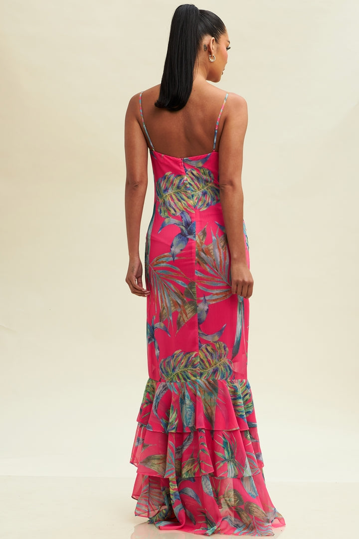 The One Maxi Leaf Dress Fuchsia