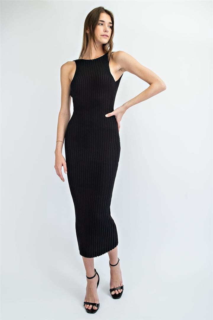 Black Bodycon Maxi Dress Open Back