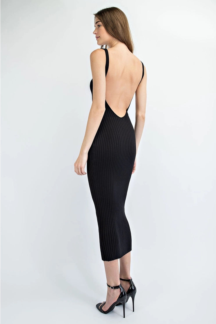 Black Bodycon Maxi Dress Open Back