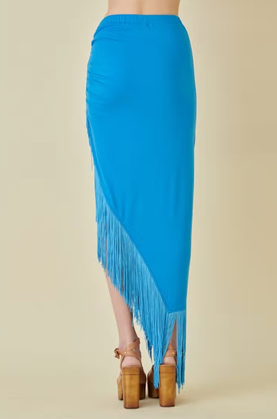 Dance With Me Fringe Skirt Blue