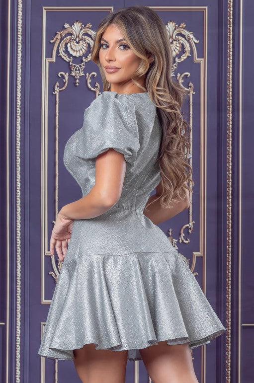 Deisy Heart Shape Mini Dress Silver