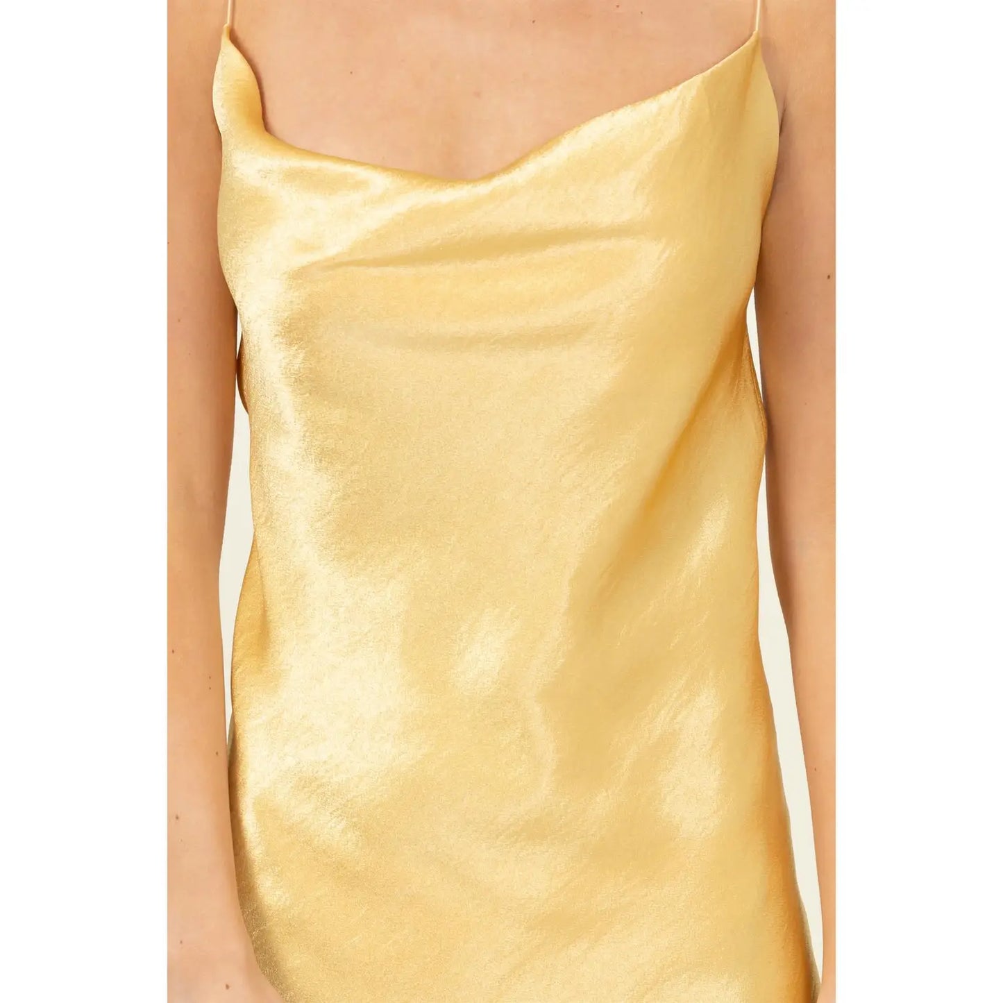 Goddess Midi Satin Dress Gold